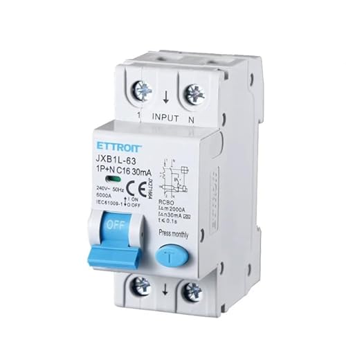 Ettroit Interruttori Magnetotermici Differenziale Salvavita Per Barra Din 2 Moduli 1P+N 240V 30Ma 6Ka Classe A (16A)
