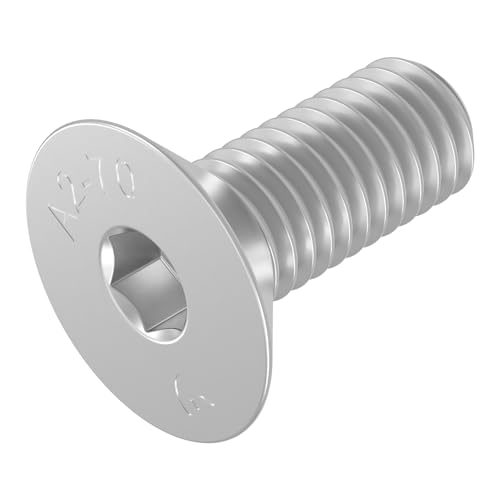 Vite A Testa Svasata Seccaro M12 X 30 Mm, Acciaio Inox V2A Va A2, Din 7991 / Iso 10642, Esagono Incassato, 20 Pezzi