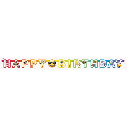 Unique- Emoji Striscione Con Lettere Di Compleanno-1,82 M-Festa A Tema Arcobaleno, Multicolore, Taglia Unica, 50948