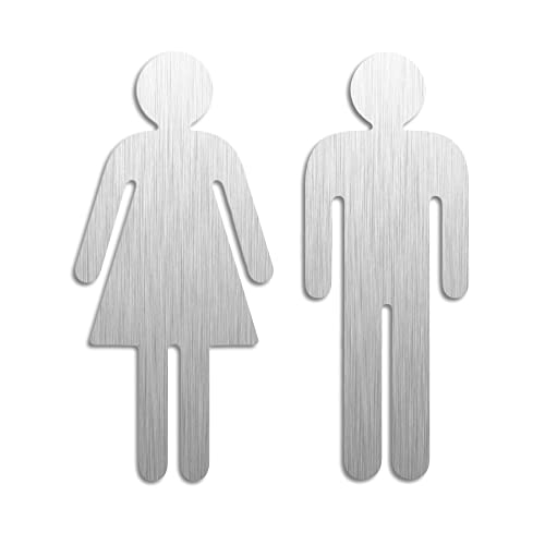Targhetta Cartello Targa Cartello Bagno Toilette Wc Donne Uomini | Set Di 2 Aacciaio Inossidable Adesivo