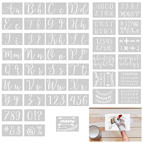 Stencil Lettere Parete Da Pittura Stencil Numeri Alfabeto Grandi Piccole 45 Pezzi Stencil Muro Normografo Plastica Stencil Parete Scritte Per Scrapboo