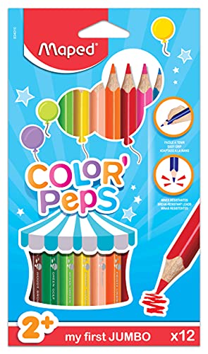 Maped 834010 My First Jumbo Colouring Pencil (Pack Of 12), Multicolore