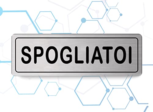 Nitek Targa Spogliatoi In Alluminio Satinato 150Mm X 50Mm - Targhette Autoadesive | Stickers, Klebeetikett | Impermeabili Lavabili, Palestre, Pub