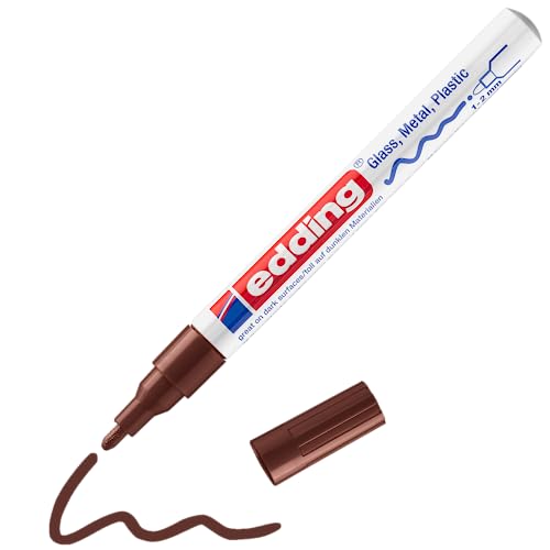 Edding 751 Marcatore A Vernice Lucida, Marrone, 1 Pennarello, Punta Rotonda 1-2 Mm, Pennarello Indelebile Per Vetro, Pietra, Legno, Plastica, Carta, I
