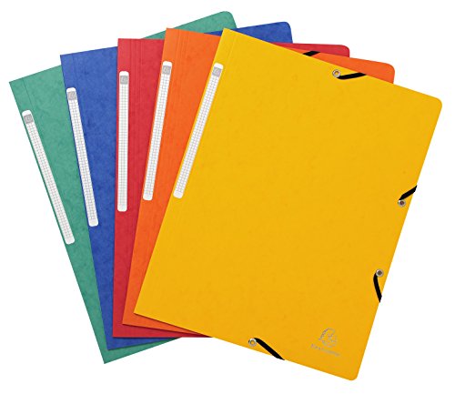 Exacompta 55410E Paquet De 10 Chemises À Élastique Sans Rabat En Carte Lustrée 355 G/M² 24 X 32 Cm Couleurs Assorties