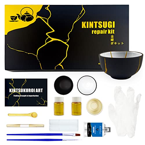 Kintsugi Kit, Kit Per Kintsugi Di Riparazione D'Oro Per Riparare Le Tue Ceramiche Con Polvere D'Oro E Colla E Mastice Epossidico, Kintsugi Repair Kit