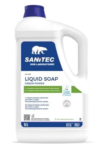Sanitec Green Power Sapone Liquido, Ecologico, Corpo E Mani, Delicato Profumo Floreale, 5 Kg