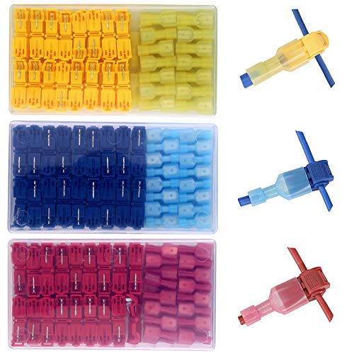 Gebildet180 Pezzi T-Tap Connettore Terminale, T-Tap Filo Elettrico Connettore Assortimento Kit, T-Tap Rapido Connettore E Isolato Maschio Spade Connet