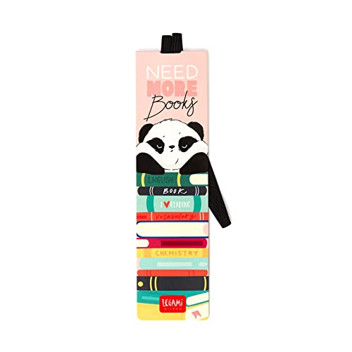 Legami - Segnalibro Con Elastico, 4,7X17,5 Cm, In Carta Certificata Fsc®, Tema Panda, Tiene Il Sengo E Il Libro Chiuso