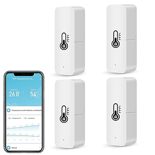 Wifi Thermometer Hygrometer Innen, Mini Thermometer Raumthermometer Mit App Fernbedienung, Temperatur Luftfeuchtigkeitmessgerät Mit Datenspeicherung F