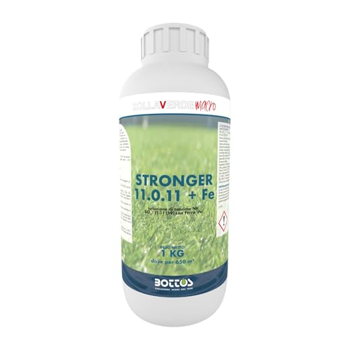 Bottos Stronger, Concime Fertilizzante Liquido Nk 11-11+Fe, Densità E Colore Prolungato, Spinta Vegetativa, Ideale Per Tappeti Erbosi Macroterme, 1Kg