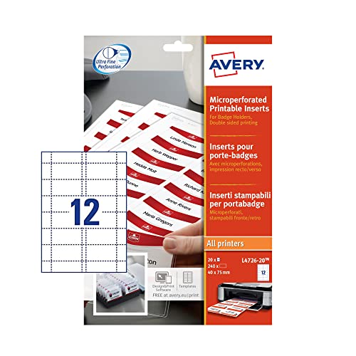Avery L4726-20 - Targhette Per Nome, 40 X 75Mm