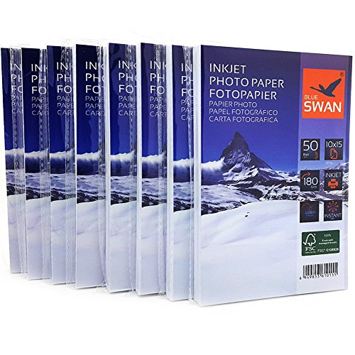 400 Fogli Di Carta Fotografica Lucida, Formato 10X15 Cm, 180 G/M², Lucida, Impermeabile, Utilizzabile Su Un Lato