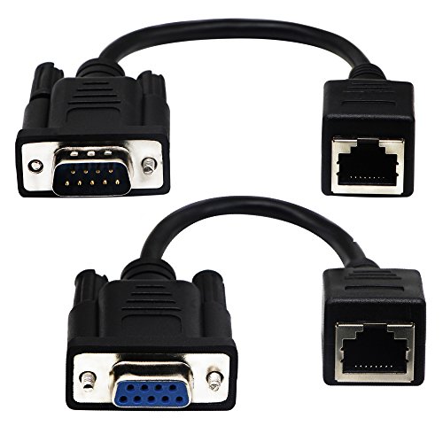 Zdycgtime Rj45 A Rs232 Cavo, Db9 9-Pin Porta Seriale Femmina & Maschio A Femmina Rj45 Lan Ethernet Cat5/6 Console (18 Cm/17,8 Cm) 2 Confezione