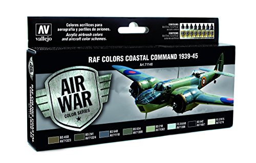 Vallejo Raf Colors Coastal Command 1939-45 - Set Di Vernici Per Uso Con Un Aerografo, Multicolore