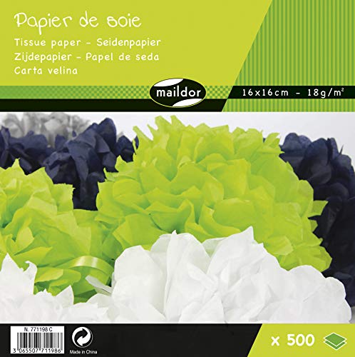 Clairefontaine 771198C - Confezione Da 500 Fogli Di Carta Velina Da 18G/M² - Formato Quadrato 16X16Cm - Carta Fine Delicata E Resistente - Colori Resi