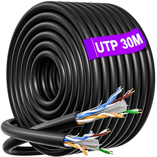 Cavo Ethernet 30 Metri, Cat 6 Cavo Lan Alta Velocità Cavo Di Rete 30M Esterno Impermeabile, 23Awg Lungo Installazione Cavo Internet, Utp Rj45 Gigabit