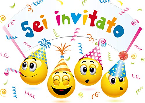Edition Colibri 10 Inviti Per Festa Di Compleanno; Motivo: Faccine/Smileys/Inviti Di Compleanno Per Bambini/In Italiano (10719 It)