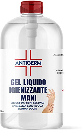 Gel Igienizzante Per Mani Disinfettante 1000Ml Igenizante Antibatterico Senza Risciacquo Antigerm Liquido Alcool (1)