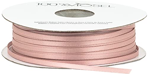 100% Mosel Nastro Di Raso, In Rosa Cipria (3 Mm X 100 M), Nastro Da Regalo Finitura Lucida, Nastro Elegante Per Decorazioni & Creazioni, Per Confezion