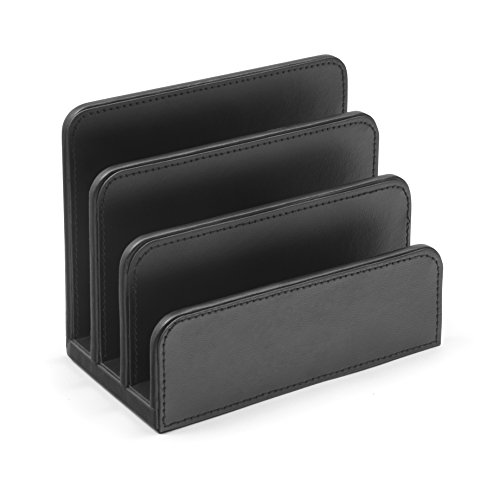Osco Faux Leather Letter Holder - Black