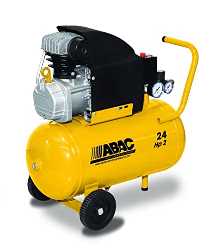 Abac Compressore D'Aria Pole Position B20 Baseline, Compressore Aria 24 Litri, Doppio Manometro, Pressione Massima 8 Bar, Lubrificato Ad Olio, Ruote P