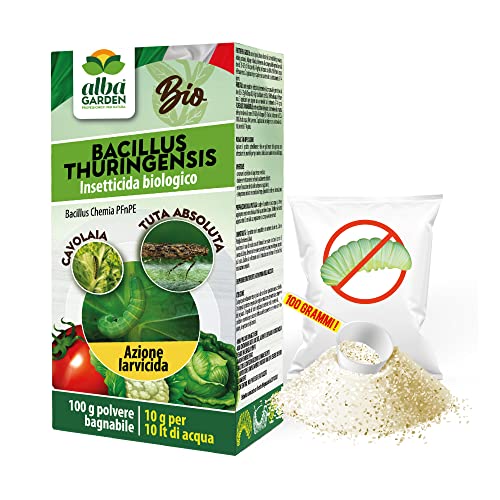Albagarden - Insetticida Per Piante Biologico Bacillus Thuringiensis Kurstaki - 100 Gr - Contro Parassiti, Insetti, Larve Dell'Orto E Giardino