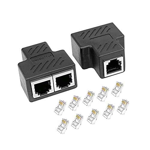 Yldy Splitter Lan Nero Da 1 A 2 Contemporaneamente Per Cavi Rj45 Cat5 / Cat5E / Cat6 / Cat6E / Cat7 E Supporta Due Computer Contemporaneamente Per Con