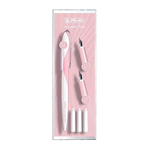 Herlitz 11360260 Calligraphy Nicewrite Set Stilografica Calligrafica My.Pen Con 3 Pennini In 3 Diverse Larghezze (0,9 – 1,4 – 1,9 Mm) E 3 Cartucce Per