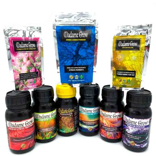Madame Grow - Fertilizzante Biologico - Crescita E Fioritura - 9Pack - Premium Plus Kit - (6X250Ml+100G+50G+30G)