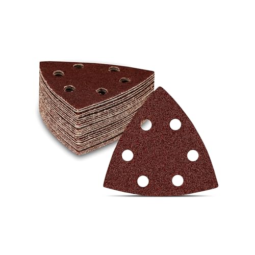 Triangoli Abrasivi Delta │ 120 Pezzi │ 6 Fori │ 93 X 93 X 93 Mm │ Mixpack (20 X Grana 40/60/80/120/180/240 Ciascuno) │ Per Levigatrici Delta │ Fogli A
