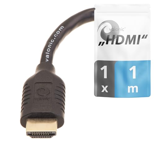 Valonic Cavo Hdmi Corto, 1M - Hdr, Arc, High Speed 4K Ultra Hd - Per Tv, Pc, Ps5, Monitor - Maschio Maschio, Nero, 100Cm