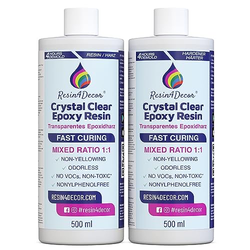 Resina Epossidica Kit Trasparente A Polimerizzazione Rapida (4H Demold) Resin4Decor 1:1 Resina&Indurente Per Colata L'Artigianato Artistico E Gioielle