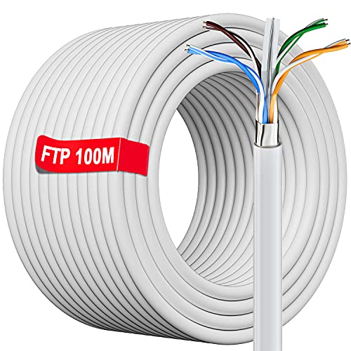 Cavo Ethernet 100 Metri Schermato, Cavo Rete Da Esterno Interno Impermeabile| Ftp Awg23 Gigabit| Rj45 Cat 6 100M Cavo Lan Alta Velocità, Anti-Jamming