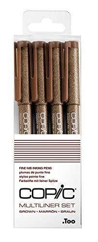 Copic - Set Di 4 Pennarelli Multi Liner, Colore: Marrone