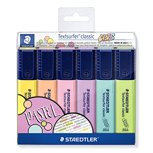 Staedtler 364 Cwp6 Textsurfer Classic, Evidenziatore Pastell (Alta Qualità Made In Germany, Con Ampia Memoria Di Inchiostro Per Una Lunga Capacità Di 