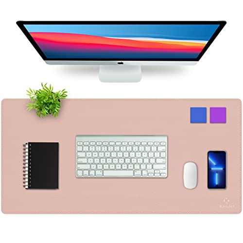 Knodel Tappetino Scrivania, Sottomano Scrivania, Pelle Pu Tappetino Scrivania Per Laptop, Copri Scrivania, Doppia Facciata (90Cm X 43Cm, Rosa)