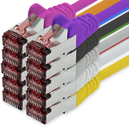 Freiwerk Cavo Di Rete Cat.6 0,5M 10 Colori Cavo Ethernet Lankabel Cat6 Cavo Di Rete Lan Sftp Pimf Patchcable 1000 Mbit S Compatibile Con Cat5 Cat5E Ca
