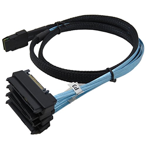 Yiwentec Mini Sas 36 Sff-8087 To (4) Sff-8482 Connectors With Sata Power 0.5M