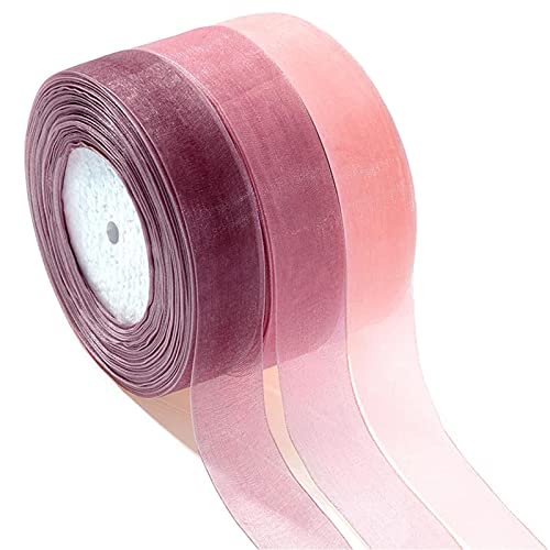 Fayemint 3 Pezzi Nastri In Organza, Nastro Di Raso In Organza,Per Artigianato, Scrapbooking Decorativo,Artistico, Feste, Bouquet, Decorazioni Per Ghir
