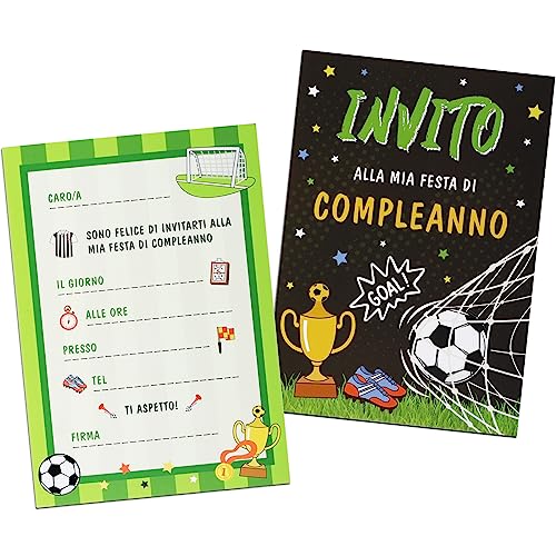 Betessin 32Pz Biglietti Inviti Compleanno Bambino Biglietti Invito Festa Calcio Originale Italiano Carta Auguri Regalo Compleanno Bimbo Ragazzi