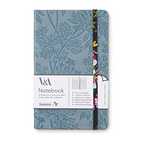 If - Bookaroo V&A A5 Notebook, 192 Pages, Lined, Kilburn Black Floral