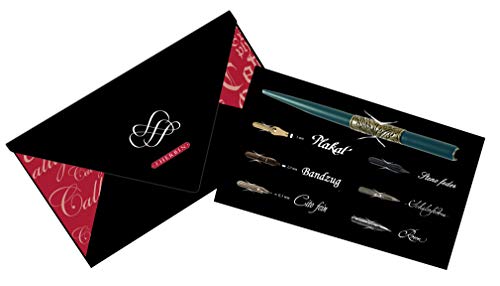 Brause 25400T - Kit Scrittura E Calligrafia Che Contiene 6 Pennini (Sténo, Cito Fein, Ecolière, Plakat 5 Mm, Rose E Bandzug 2 Mm) E Un Portapennino