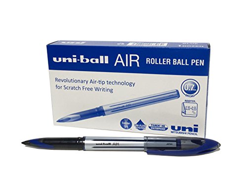 Penna Rollerball Ub-188-L Air, Inchiostro Blu Uni-Ball Super Ink, A Prova Di Manomissione, Pennino Per Penna Stilografica, Scatola Da 12 Pezzi