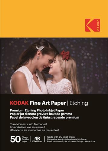 Kodak Fine Art Paper/Etching - Carta Fotografica Di Alta Qualità, Formato 10 X 15 Cm (A6), Finitura Opaca Effetto Incisione 210 Gsm, Adatta A Qualsias