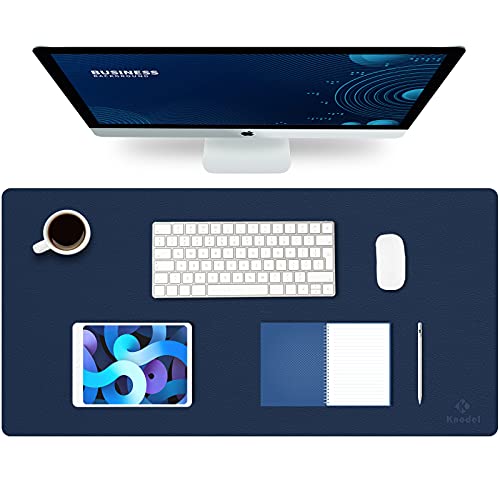 Knodel Tappetino Scrivania, Sottomano Scrivania, 80Cm X 40Cm In Similpelle Pu, Tappetino Per Laptop, Copri Scrivania, Doppia Facciata (Blu Scuro)