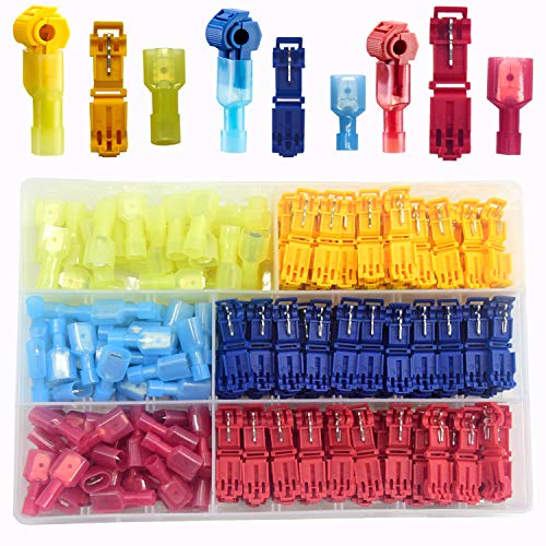 Ceeysee 200 Pezzi T-Tap Filo Elettrico Connettore T-Tap Connettore Terminale Nylon Terminali Maschio Isolati A Innesto Rapido Kit – Per Cavi Da 0,5-4,