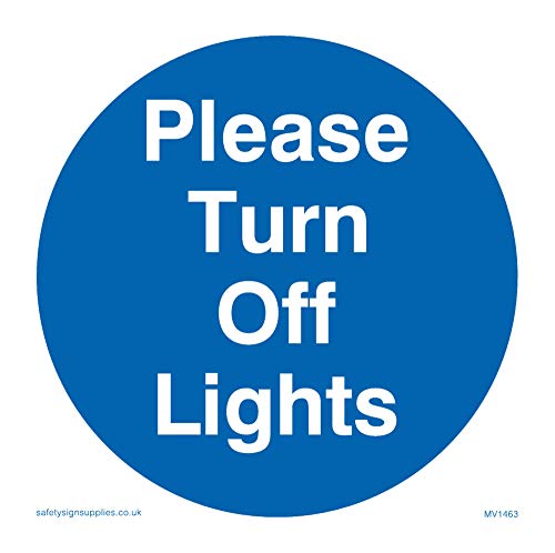 Viking Segni Mv1463-S85-V "Please Turn Off Lights" Sign, In Vinile, 85 Mm H X 85 Mm W
