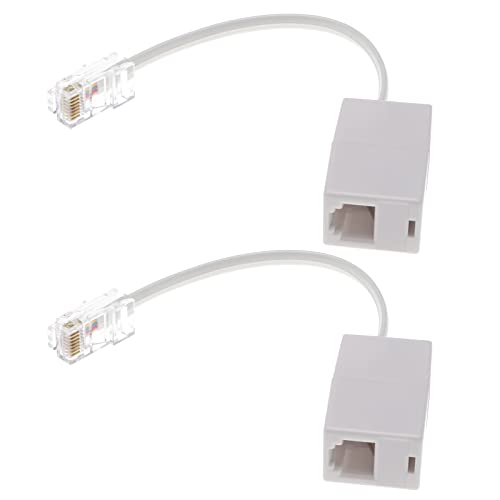 Emagtech 2 Adattatori Da Rj11 A Rj45, Splitter Telefonici J11 (6P4C) Femmina A Rj45 (8P8C) Maschio, Cavo Plug And Play, 145 Mm, Bianco