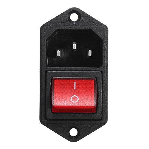 Bluelover 1 Pz 10A 250V 3Pin Iec320 C14 Modulo Di Ingresso Spina Fusibile Con Interruttore Maschio Corrente-Rosso